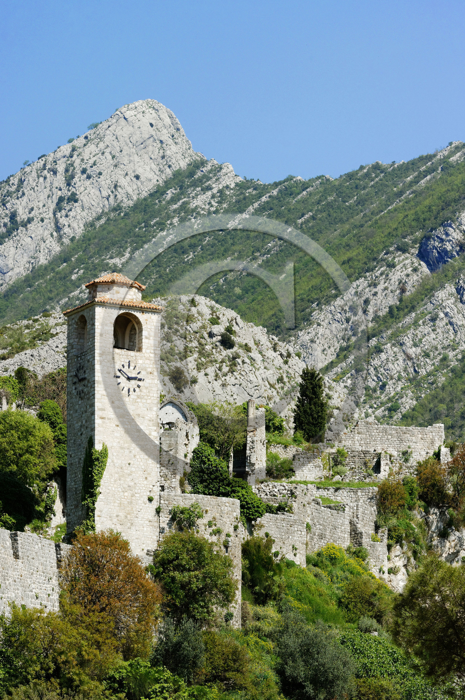 Montenegro, Adriatic coast, Bar, Stari Bar Historic Site, the Clock tower